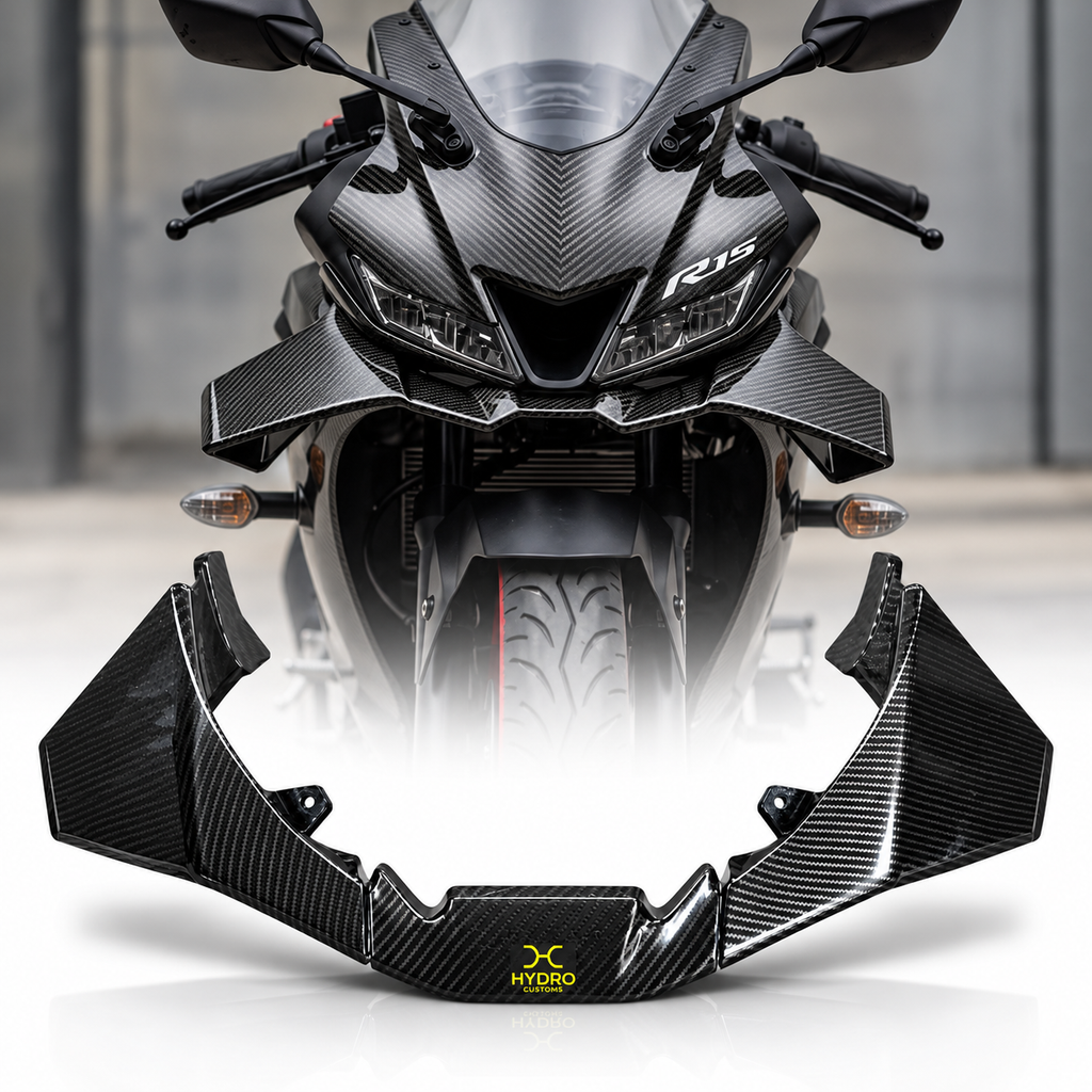S1000RR Style Winglets for Yamaha R15 V3 – Carbon Fibre Hydro Dipped