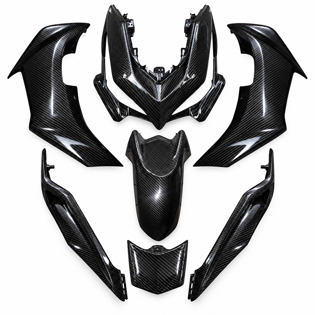 Carbon Fibre Body Kit(All Piant Panels) for Yamaha Aerox 155 – Hydro Dipped 7 Pcs