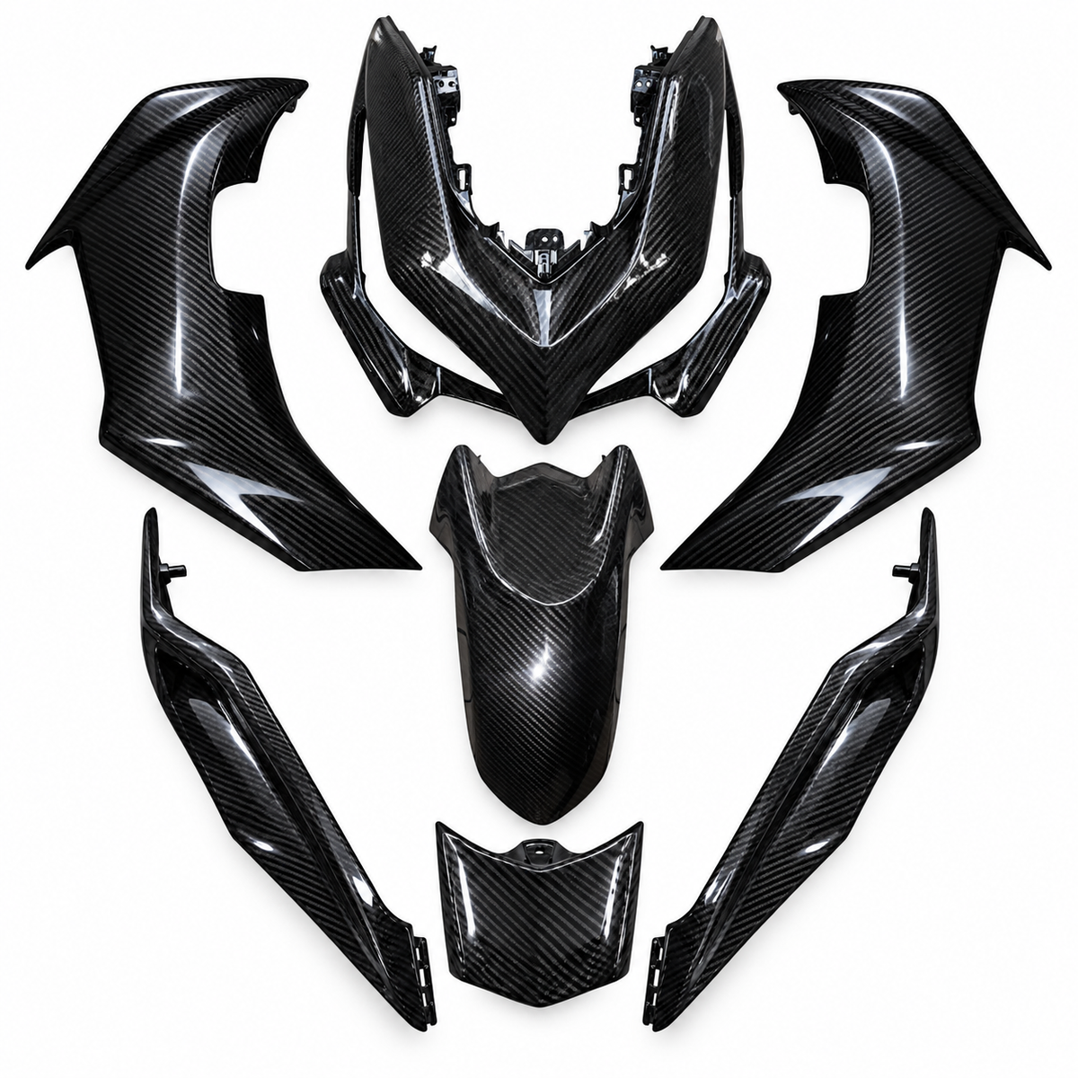 Carbon Fibre Body Kit(All Piant Panels) for Yamaha Aerox 155 – Hydro Dipped 7 Pcs