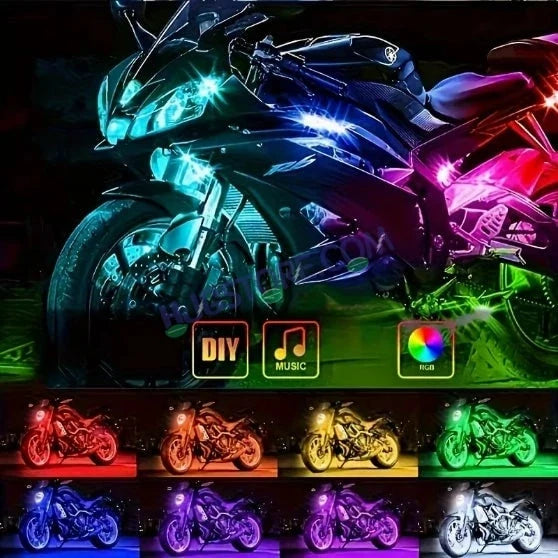 HJG RGB Motorcycle Ambient Light Kit (6 Pcs) | App Controlled | Waterproof