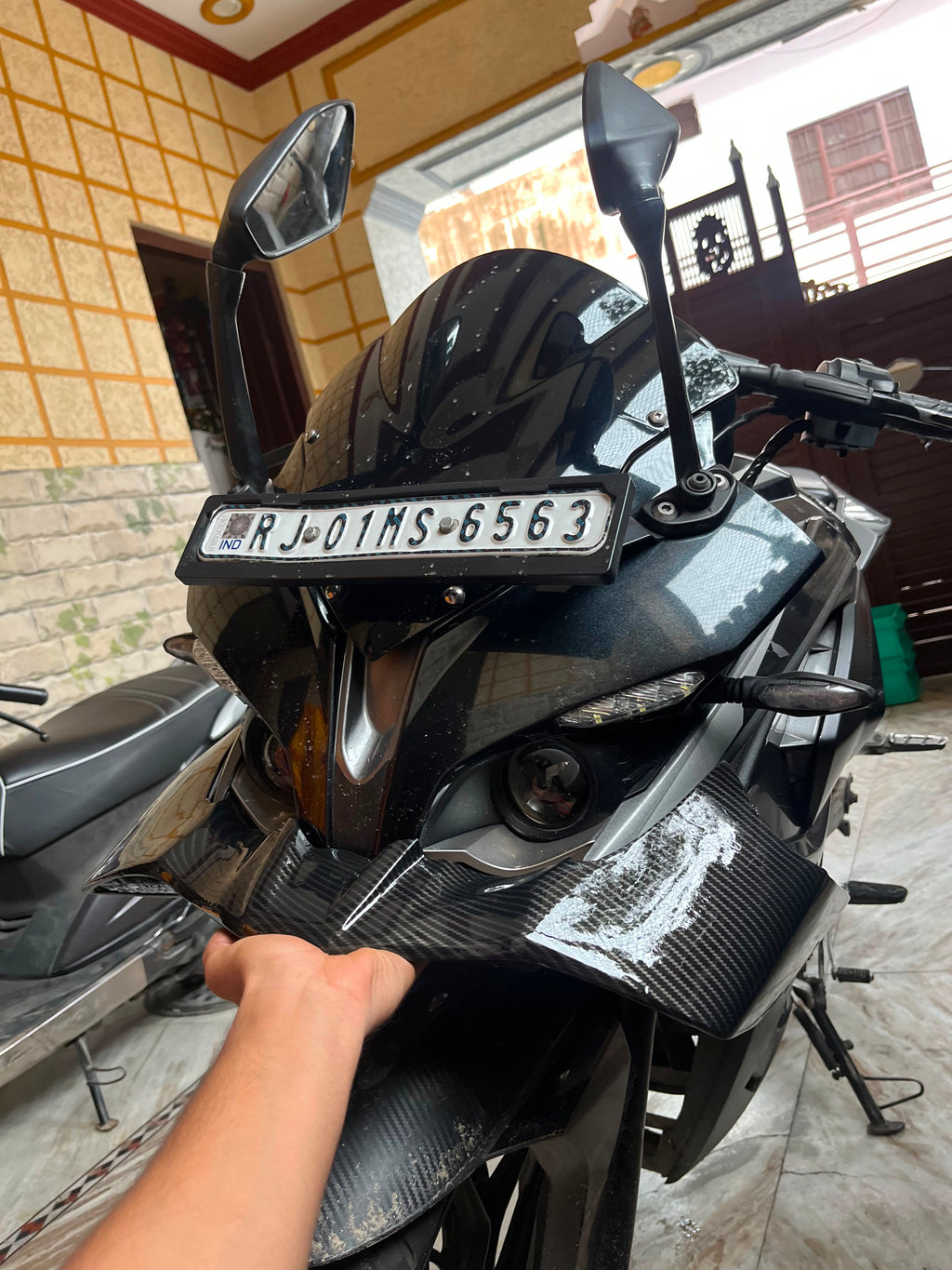 S1000RR Style Winglet for Bajaj Pulsar RS 200 – Carbon Fibre Hydro Dipped