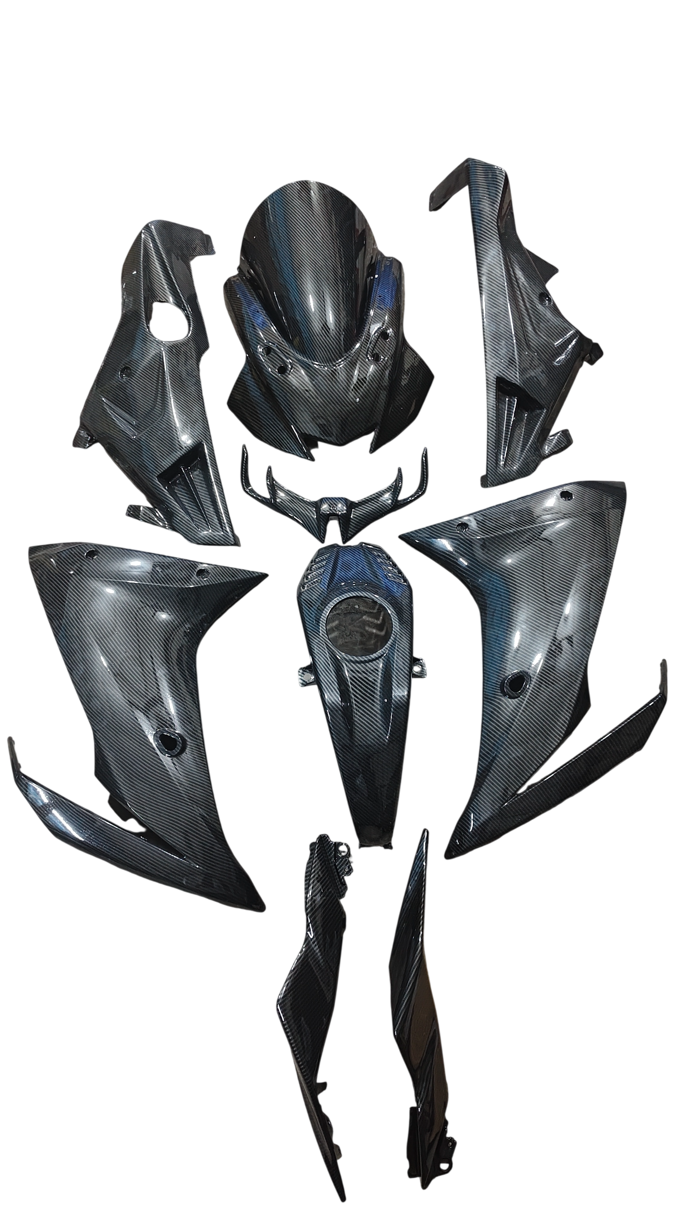 Full Carbon Fibre Kit for Yamaha R15 V3 – Hydro Dipped 10 Pcs