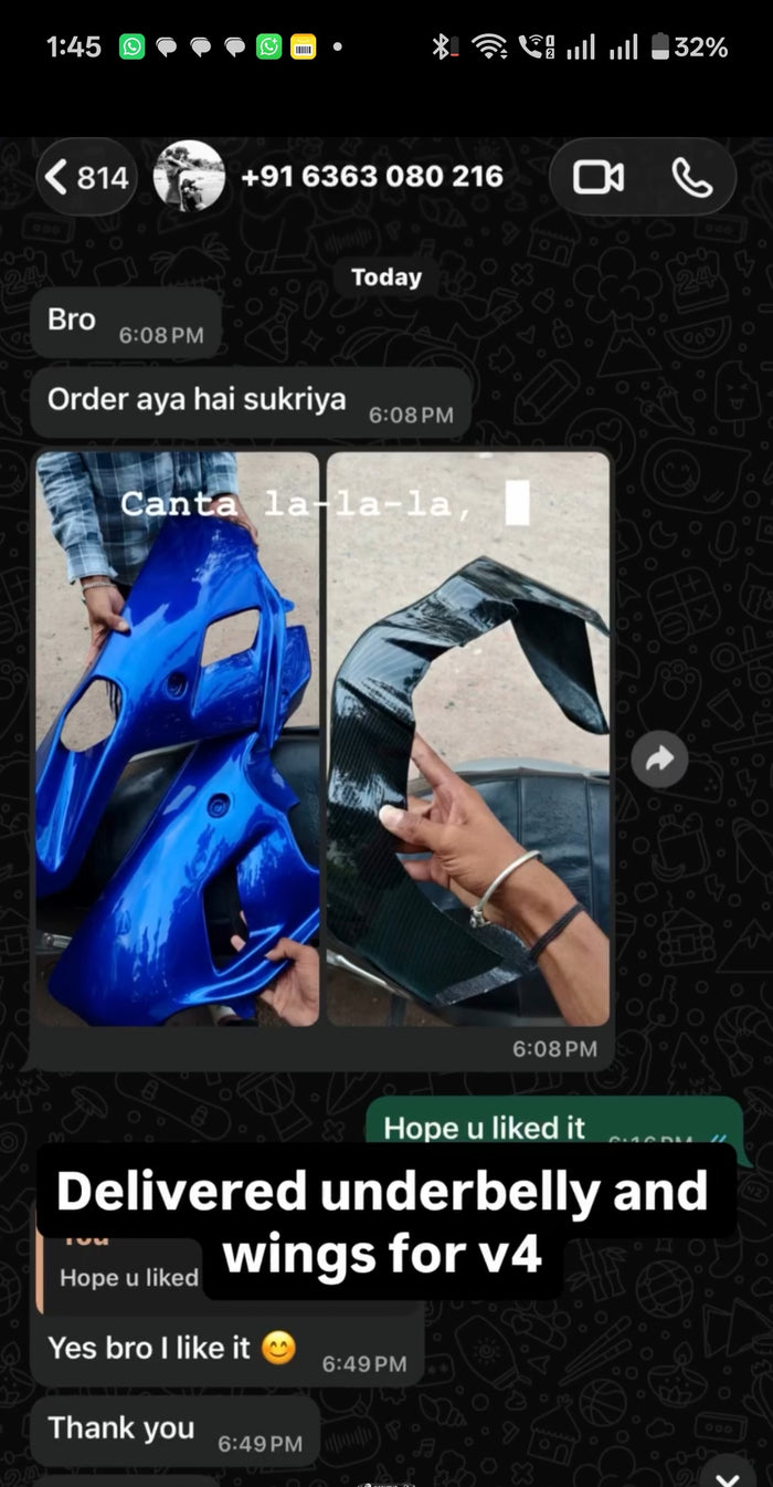 Customer WhatsApp message