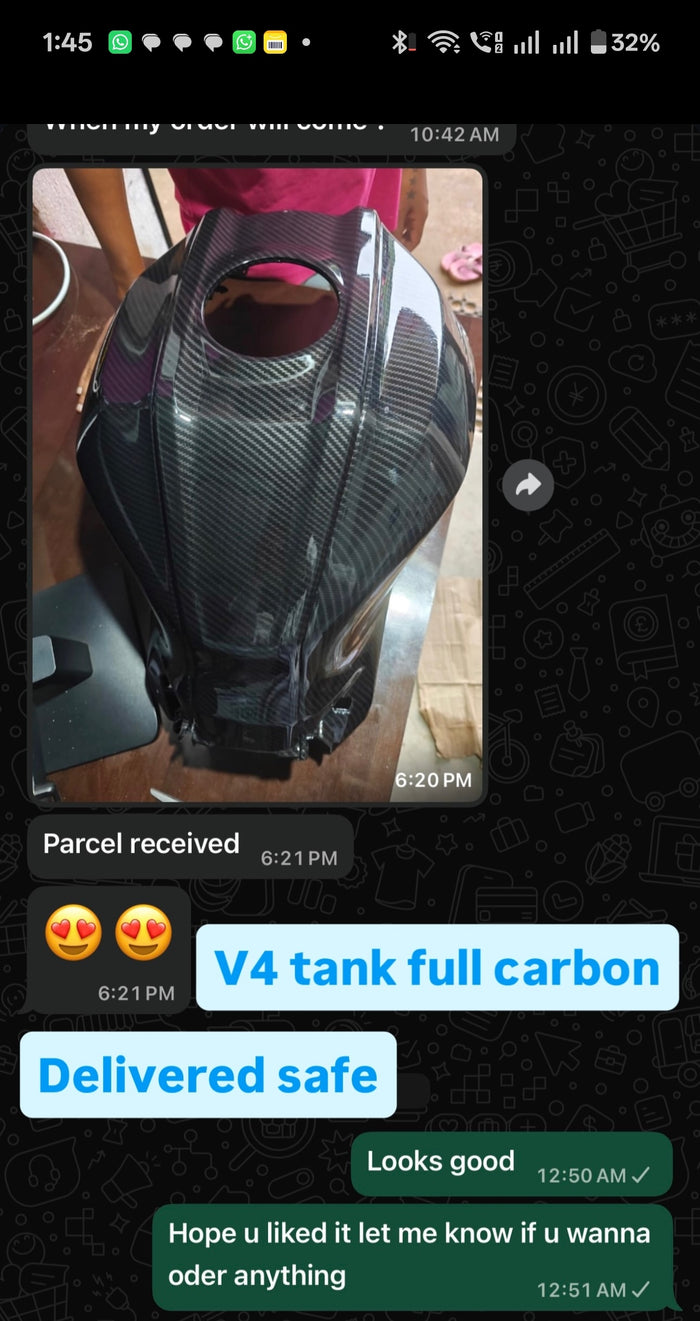 Customer WhatsApp message