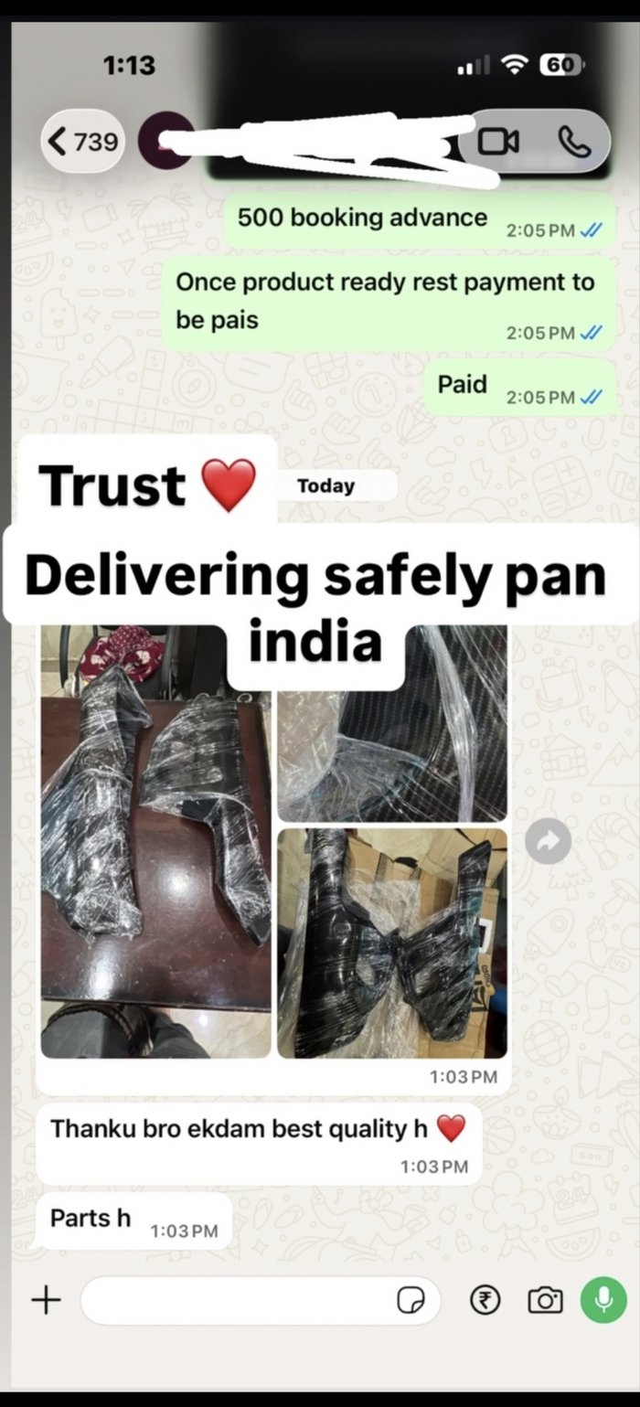 Customer WhatsApp message