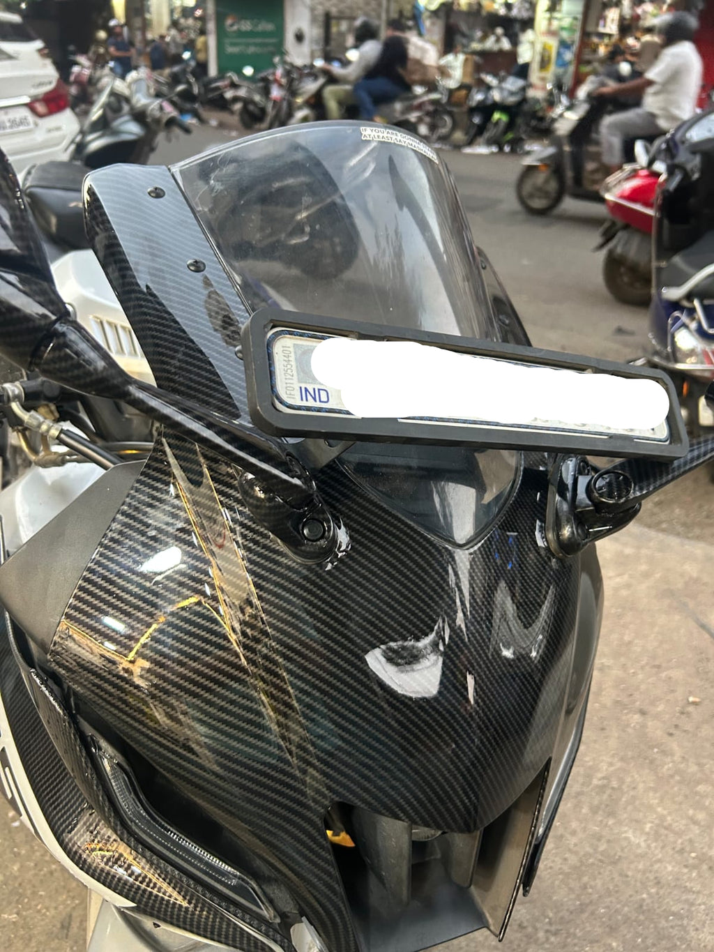 Yamaha R15 V4 Front Mask – Carbon Fiber Hydro Dipped Fairing